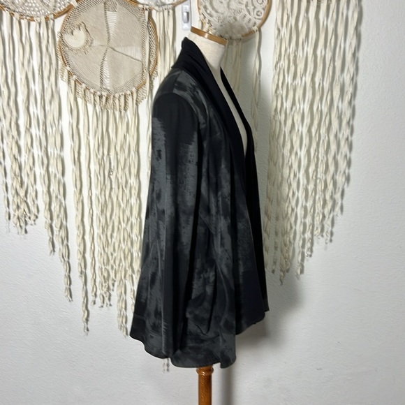 Ronan Chen Black Gray Lagen Look Open Front Cardigan Size 3(M) - Picture 5 of 10